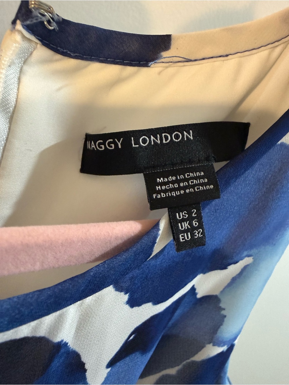 Maggy London Blue and White Pleated Floral Maxi Dress - Picture 3 of 3